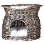 Trixie panier osier avec lit au dessus et 2 coussins gris pour chien 54 � 43 � 37cm