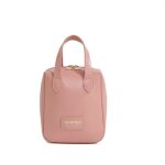 Trousse de maquillage portable en cuir pu rose