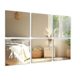Tulup lot de 6 dalles miroir carr�es autocollantes adh�sif 30x30 cm d�coratif �l�gant decoration murale ...