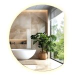 Tulup miroir cercle rond tronqu� biseaut� led �clair� d�coratif mural 70x80 cm lumi�re chaude � fixer ...