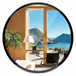 Tulup miroir d�coratif rond classique cadre noir en verre mural fi 40 cm minimaliste d�coratif miroir ...