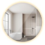 Tulup miroir rond led avec �clairage illumin� cercle mural d�corative 80 cm lumi�re chaude � fixer au ...