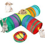 Tunnel pliable pour lapin (couleurs arc - en - ciel), cachette de lapin a 3 voies, tunnel d'activit� ...