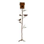 Tuteur nichoir oiseaux rouille 150x15x24cm