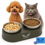 Twin bowl - mangeoire double releve et incline pour chiens et chatsbase antidrapante avec ventouses2 ...