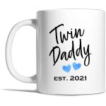 Twin daddy est 2021 blue hearts mug - kingam, twin daddy gift, daddy to twins gift, twin daddy mug, parent ...