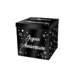 Urne anniversaire carton 20cm noir metal