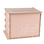 Urne bois un grand merci 30x23. 5x23, 5cm rose
