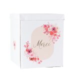 Urne carton merci amour floral romantique 21x25cm