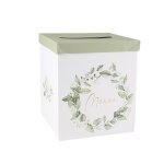 Urne carton merci botanique 21x25cm blanc