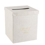 Urne carton merci branche laurier or 21x25cm lin