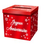 Urne carton cagnotte anniversaire 20cm rouge