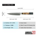 Utilitaire dms - 334h - couteau a viande de chef japonais santoku, ambre, 67 couches, acier damas vg10, ... Utilitaire dms - 334h - couteau a viande de chef japonais santoku, ambre, 67 couches, acier damas vg10, ...