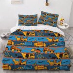 V��hicule de construction housse de couette x imprim�� d camion parure de lit personnes ado fille enfants ...