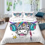 Vache de dessin anim�� housse de couette x imprim�� d animaux mignons parure de lit personnes ado fille ...