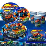 Vaisselle de fte monster truck assiettes en papier jetables, ensemble de vaisselle de fte, deco anniversaire ...