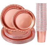 Vaisselle jetable anniversaire or rose assiette d?ner tasse papier pour party fête mariages baby shower ... Vaisselle jetable anniversaire or rose assiette d?ner tasse papier pour party fête mariages baby shower ...