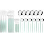 Vaisselle de luxe en acier inoxydable 30 pices service de table en or couteau fourchette a gteau cuillre ...