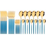 Vaisselle de luxe en acier inoxydable 30 pices service de table en or couteau fourchette a gteau cuillre ...
