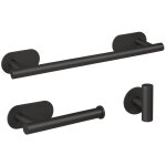 Valaz accessoires de salle de bain adh�sifs noir mat sans per�age, porte - serviettes 40 cm + cintre ...