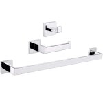Valaz accessoires de salle de bain carr�s chrom�s, porte - serviettes, cintre et porte - papier toilette ...