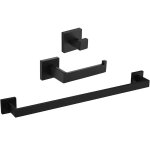 Valaz accessoires de salle de bain carr�s noir mat : porte - serviettes, cintre et porte - papier toilette ...