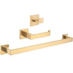 Valaz accessoires de salle de bain carr�s en or bross� porte - serviettes + cintre + d�rouleur de papier ...