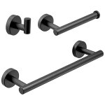 Valaz accessoires de salle de bain noir mat : porte - serviettes 40 cm + cintre + porte - papier toilette ...