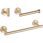 Valaz accessoires de salle de bain en or bross� : porte - serviettes 40 cm + cintre + porte - papier ...