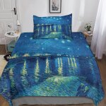 Van gogh housse de couette, impression d art motif parure de lit avec ��clair et d'oreiller housses de ...