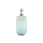 Vase 9 x 17 x 43 cm verre bleu aluminium coquillage mditerranen