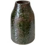 Vase artisanal vert vitrifi� 22 cm