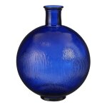 Vase bouteille en verre recycl� bleu fonc� h42