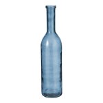 Vase bouteille en verre recycl� bleu h75