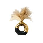 Vase en c�ramique blanc or style nordique moderne glamour fait main 25, 5 cm forme bouton rond d�cor ...