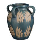 Vase en c�ramique bleu fonc� h36