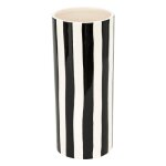 Vase ceramique cylindre raye edric 30cm noir