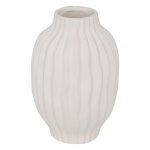Vase ceramique strie fernan 22cm blanc mat