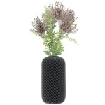 Vase � fleurs artificielles 3d gris haut 20cm plastique d�coratif cylindre