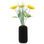 Vase � fleurs artificielles 3d noir haut 16cm plastique d�coratif cylindre