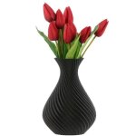 Vase � fleurs artificielles 3d noir haut 20cm plastique d�coratif tasse