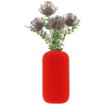 Vase � fleurs artificielles 3d rouge haut 20cm plastique d�coratif cylindre