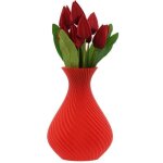 Vase � fleurs artificielles 3d rouge haut 20cm plastique d�coratif tasse