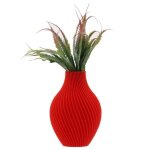 Vase � fleurs artificielles 3d rouge haut 25cm plastique d�coratif poire