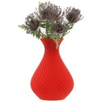 Vase � fleurs artificielles 3d rouge haut 25cm plastique d�coratif tasse