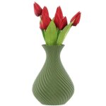 Vase � fleurs artificielles 3d vert haut 20cm plastique d�coratif tasse