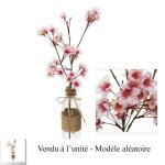 Vase fleur artificielle cerisier blanc / rose 46cm