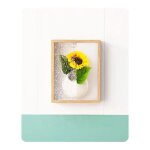 Vase mural d�coratif avec cadre acrylique ondul� et vase c�ramique blanc, design tableau moderne pour ...