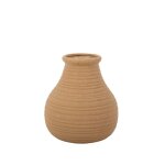 Vase pot gres strie 17. 5cm camel