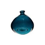 Vase rond en verre recycl? bleu orage h 23 cm